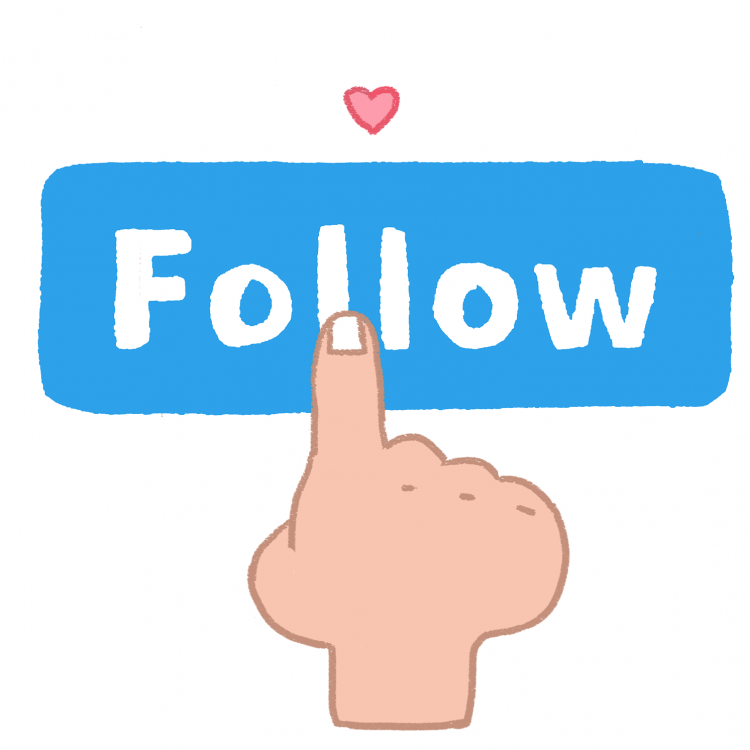 cartoon image - clicking Follow