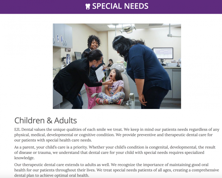 special needs screen shot